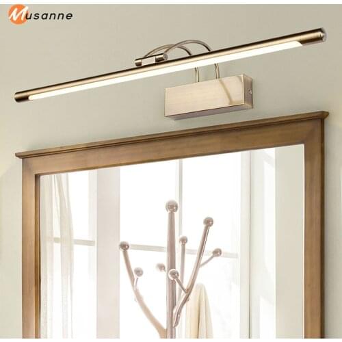 Modern Bronze Indoor LED Wall Lights Top Mirror Nickel vanity Picture Lighting Fixtures 45-75cm long Bathroom Light 220V