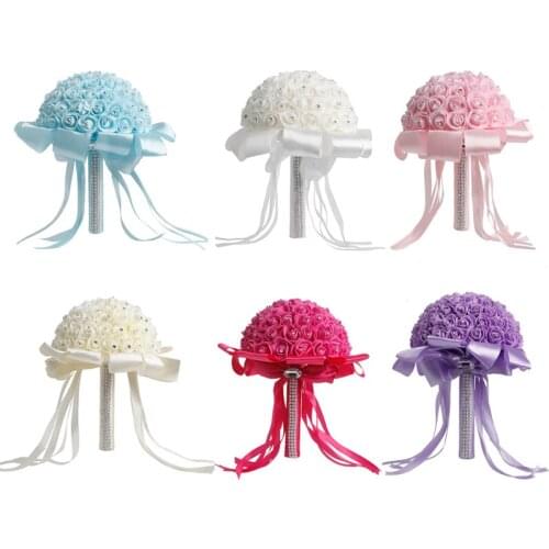 Custom Handmade Wedding Flower Bridal Bouquets White Wedding Bouquet Beauty Foam Roses Bride Flower Decor Wedding Party Supplies