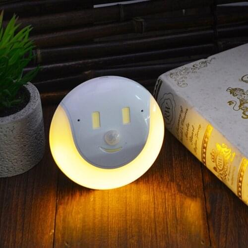 Smiley Design LED Wall Lamp With Motion Sensor USB LED Night Lights Cabinet Staircase Home Deco Interior Indoor Toilet Lighting