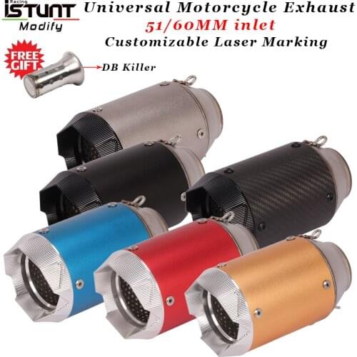 51MM 60MM Universal motorcycle GP Exhaust Titanium Alloy muffler DB Killer escape motocicleta For R6 mt09 ninja400 Z250 z900 R1