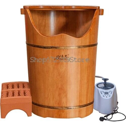 Foot Soaking Bucket Wooden Fumigation Bucket Steam Heating Foot Soaking Bucket Leg Deep Constant Temperature Foot Washing