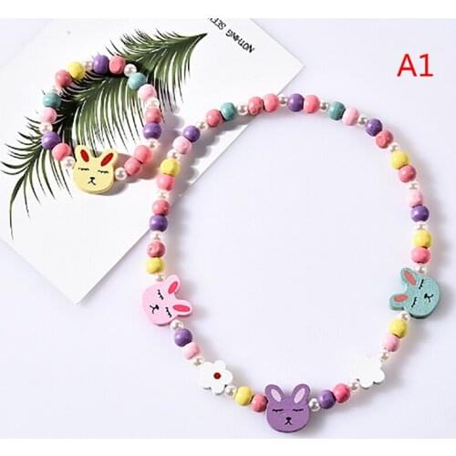 TopHanqi Red Wood Beads Girls Jewelry Sets Cute Animal Insect Kids Children Necklace Bracelet Set Birthday Party Jewelry Gift