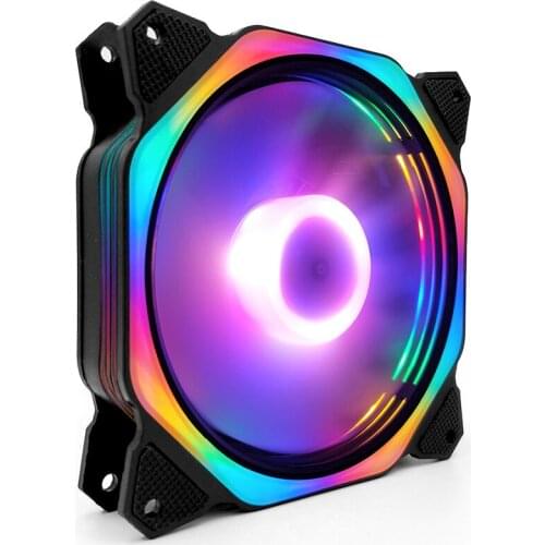 12cm Computer Case Fan Octagonal LED Silent Internal and External Light Desktop Computer Cooling Case Fan