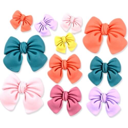 30 Pcs Mixed Size Resin Imitation Fabric Bow Shape Applique For DIY Garment Shoes Hat Patches Hair Clips Bowknot Decor