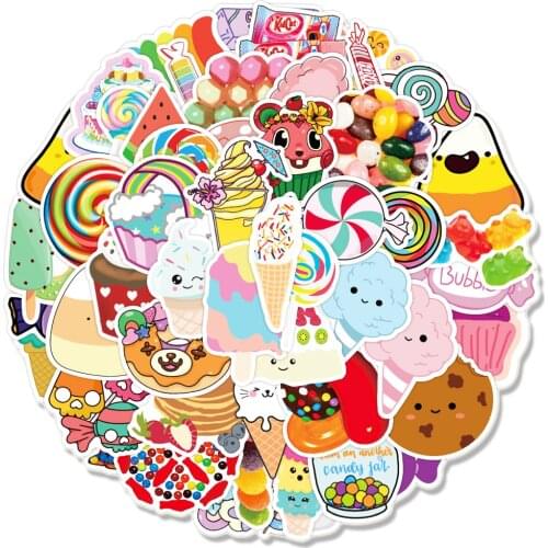 50PCS Cartoon Rainbow Color Candy Graffiti Stickers For Laptop Notebook Motorcycle Skateboard Computer Luggage Decal Sticker Toy