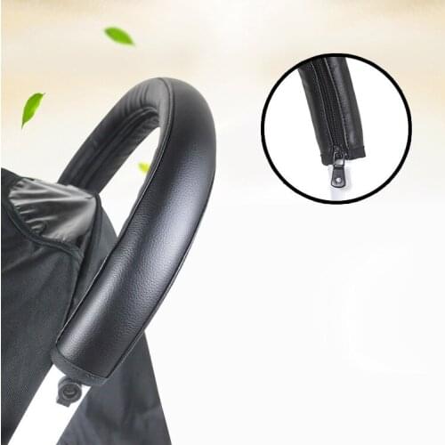 Baby Stroller Armrest Cover Baby Stroller Accessories PU Leather Gloves Foldable and Washable Zipper Universal