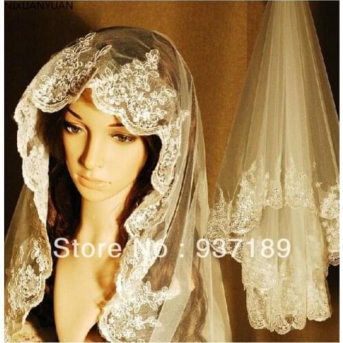 Noble Royal Elegant Ivory/White Top Quality European Luxury 1.5 Meters Long Aesthetic Lace Bridal Veil Wedding Accessories Dress