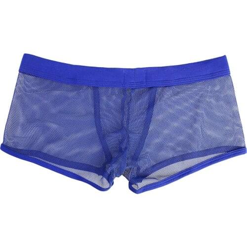 Sexy Men Fashion Boxer Underwear Men Lace Hollow Breathable Underwear Boxershorts Bulge Pouch Shorts Underpants Nylon