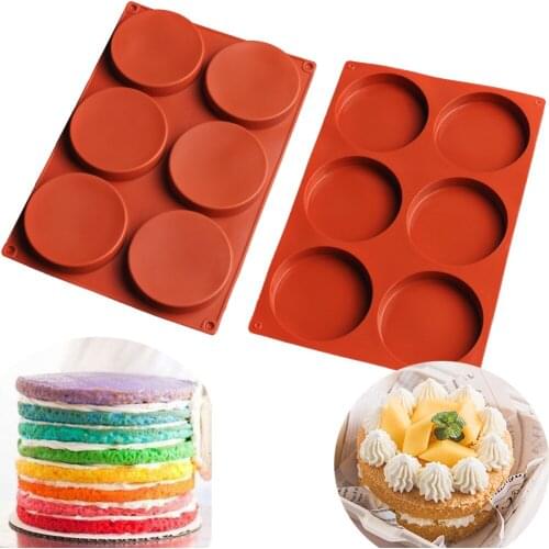 Large 6 Holes 4inch Round Silicone Cake Molds Baking Tools 6-Layer Cake Mould Soufflé Dessert Pastry Mousse Decorating Tool