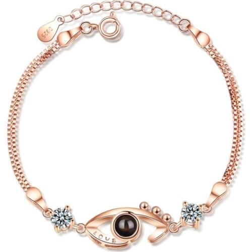 Sole Memory 100 Languages I Love You Hot Projection Visible 925 Sterling Silver Female Devils Eye Bracelets SBR190