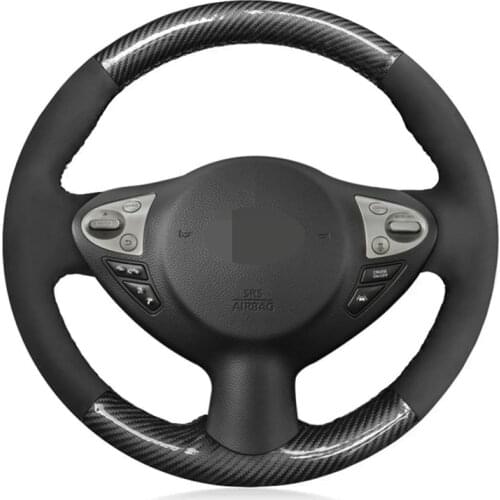 Car Steering Wheel Cover Black Carbon Fiber Suede For Infiniti FX FX35 FX37 FX50 QX70 Nissan Juke Maxima 370Z Sentra SV