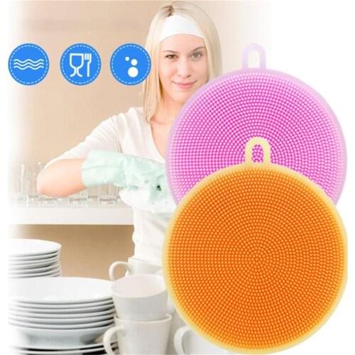 Cleaning Brushes Multipurpose Dishwashing Brush Silicone Scouring Pad Washing Sponge Dish Fruit Bowl Pot Cleaner Kitchen Gadgets