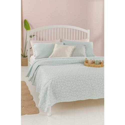 Liberty Blossom Printed Double Pique 200x220 Cm Seledon