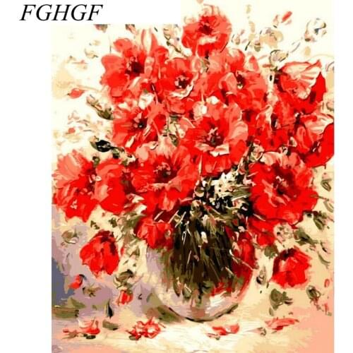 FGHGF Flower No Frame Pictures Painting By Numbers DIY Digital Canvas Oil Painting Home Decor For Living House