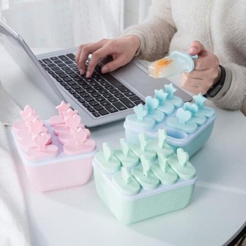 8 Hole Creative Ice Cream Mold Food Grade PP Home DIY Homemade Ice Mould With Base And Lid Ice-cream Mould Ice Compartment