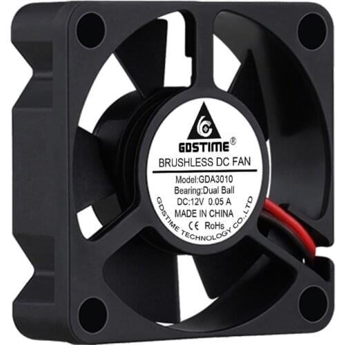 5 Pcs Gdstime 12V 3cm 30mm x 10mm Two Ball Bearing XH2.5-2Pin Small Brushless Cooler Cooling Fan 30mmx30mmx10mm 3010 30x30x10mm
