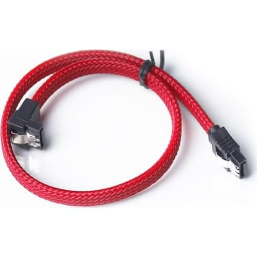 Hot-50CM SATA 3.0 III SATA3 7pin Data Cable Right Angle 6Gb/s SSD Cables HDD Hard Disk Data Cord with Nylon Sleeved
