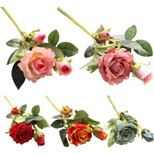 Artificial Rose Real Touch Multicolor Simulation Faux Flowers Cloth Centerpiece Craft Wedding Party Home Decor Accessories 2021