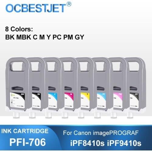 PFI-706 PFI706 700ML Compatible Ink Cartridge With Full Ink For Canon imagePROGRAF iPF8410s iPF9410s Printer 8Colors/Set