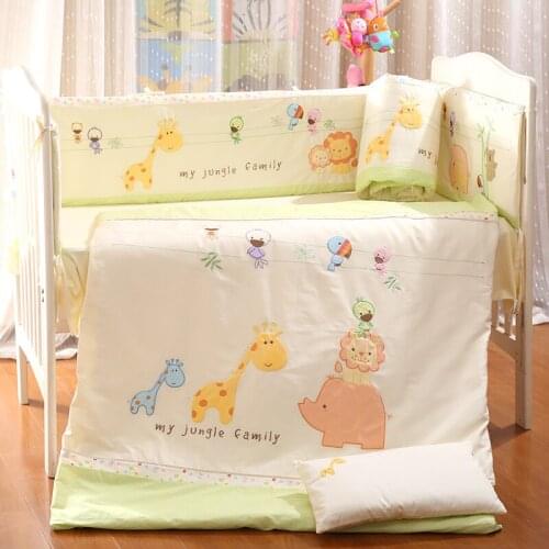 9Pcs Cotton Baby Bedding Set Newborn Infant Crib Infant Bedding Kit Quilt Pillow Bed Sheet Bumpers Bed Around Cot Bed Setting