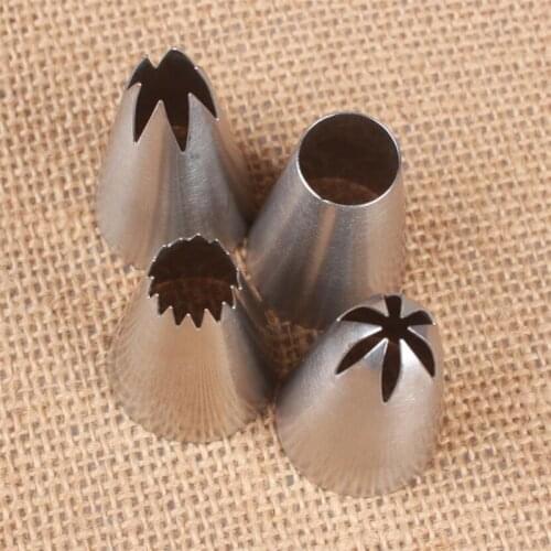 4pcs/ Set Stainless Steel Pastry Nozzle Icing Piping Nozzles Baking Pastry Tips Cupcake Cake Decorating Tools #4B#1M#1A#2D