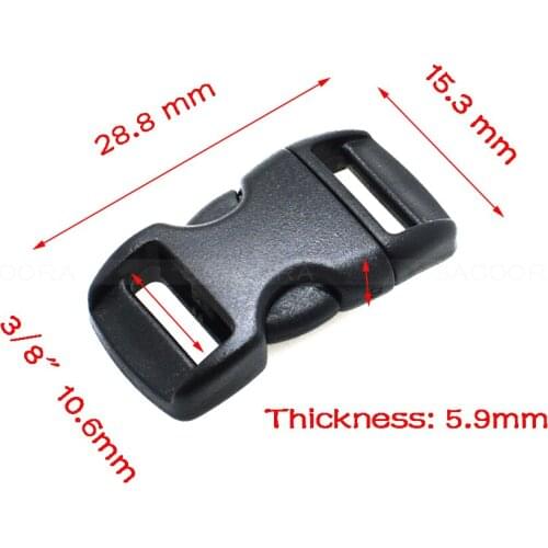 3/8"(10mm) Contoured Side Release Mini Buckles For Paracord Bracelet/Cat Collars Black 1000pcs/pack