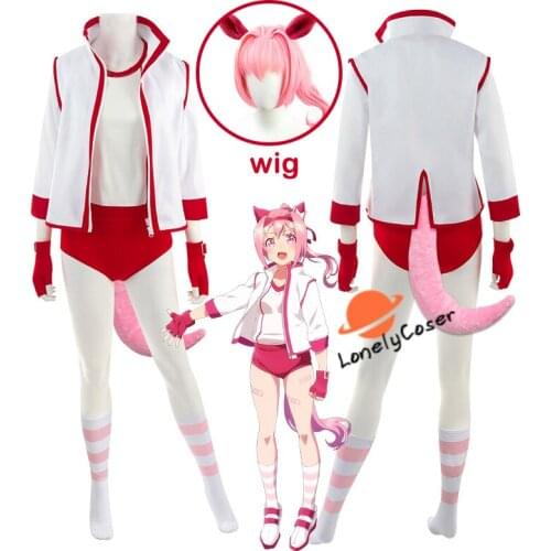 Game Umamusume Pretty Derby Haru Urara Cosplay Costume Pink Wig Tail Hairpins Gloves Socks Sexy Uniform Girls Women Outfit
