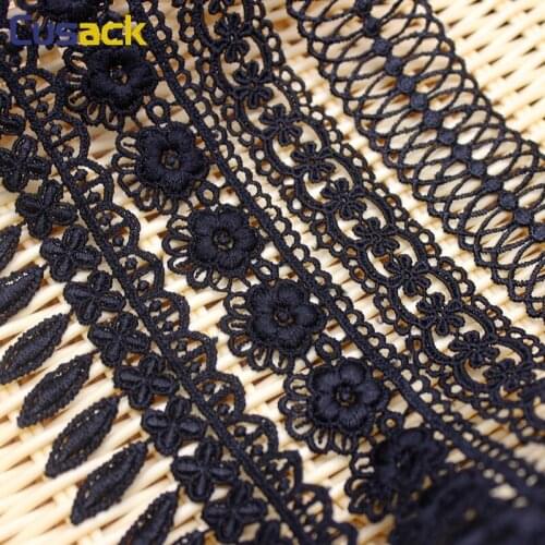 12 meter Black Flower Tassel Lace Trims Ribbon for Dress Costume Trimmings Home Textiles Applique Sewing Lace Fabric Cusack