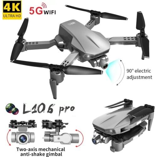 L106 Pro RC Drone GPS 4K HD Dual Camera 5G WiFi FPV Two-Anixs Gimbal Foldable Quadcopter Remote Professional Distance 1.2km