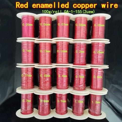 100g Red Magnet Wire 0.16 0.2 0.35 0.8 0.9mm QA-1-155 Enameled Copper Wire Magnetic Coil Winding For Electric Machine inductance