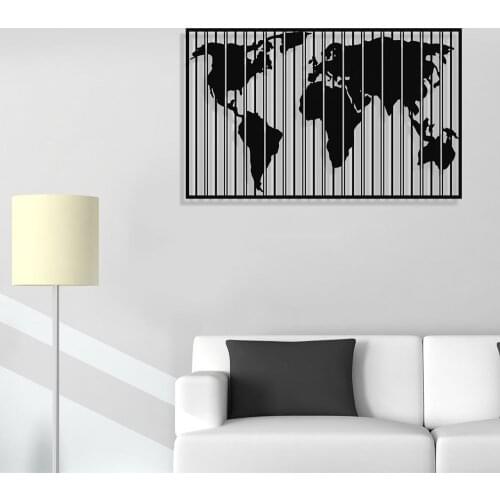MIGNATIS World Map Vertical Stripes Metal Wall Decor - Kitchen Wall Decor, Office, Wall Decorations for Living Room