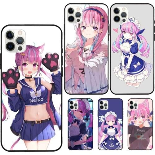 Minato Aqua Hololive Anime For iPhone 7 8 Plus X XS XR Case Rubber Cover For iPhone 12 Mini 11 Pro Max Soft Case
