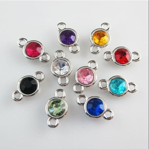 Fashion 30Pcs Dull Silver Plated Mixed Acrylic UV Round Charms Connectors 11x19mm