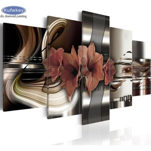 5 pcs 5D Diy Diamond Painting lily flowers Cross Stitch beaded Embroidery square Full Mosaic drill Crafts Wedding Decoration