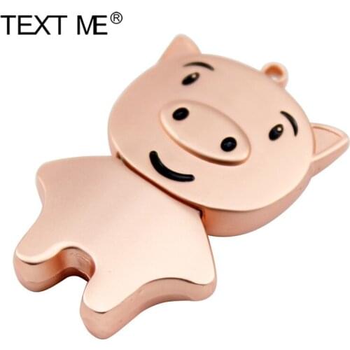 TEXT ME USB 2.0 Cute pig Metal pendrive 4GB 8GB 16GB 32GB Memory Stick 64GB Pen Drive animal USB Flash Drive U Disk