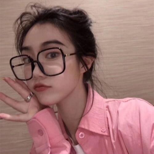 Big Frame Black Frame Glasses Female Round Face Was Thin Personality Retro Flat Mirror Male Eye Protection Blue Light Glasses
