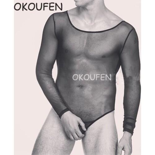 Nightclub bar men and women models show mesh perspective elastic large ds costumes wild style performance clothing