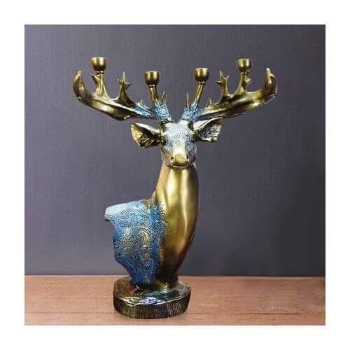 Deer Candle Holder Resin Ornaments Living Room Creative European Candlestick Luxury Centro De Mesa Home Decoration ED50ZT