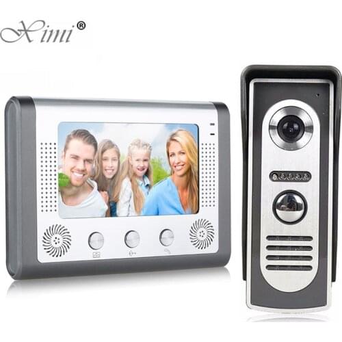 7'' TFT LCD Wired Video Door Phone Visual Video Intercom Speakerphone Intercom System With Waterproof Outdoor IR Camera