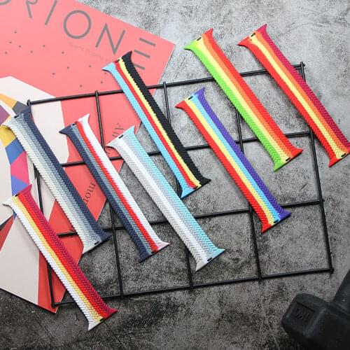 Solo Loop Elastic strap For Apple Watch Band 44mm 40mm Silicone Rainbow Bracelet iWatch Series 3 4 5 SE 6 38mm 42mm Rubber Belt