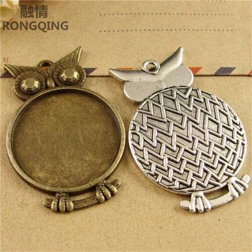RONGQING 40pcs/pack 25MM cabochon base DIY Owl charm for making jewelry accessories 2019