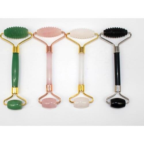 Rose Quartz Jade Roller Facial Massager Green Aventurine Face Roller Natural Stone Amethyst Massage Roller Skin Care Tool