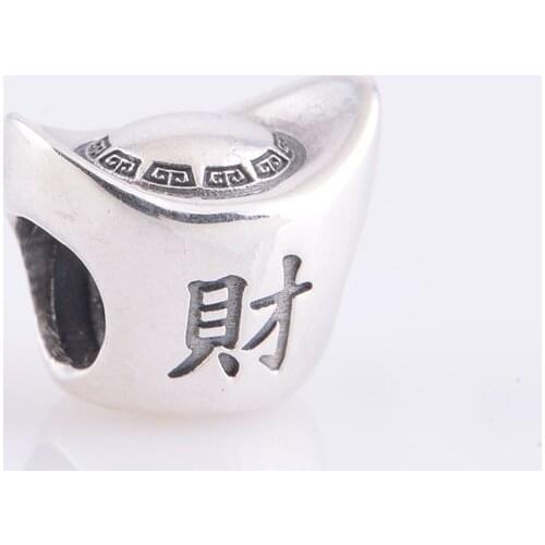 NEW S925 Sterling Silver Threaded Beads INGOT SILVER CHARM Fits Original Pandora Charm Bracelet DIY Jewelry Making LW337