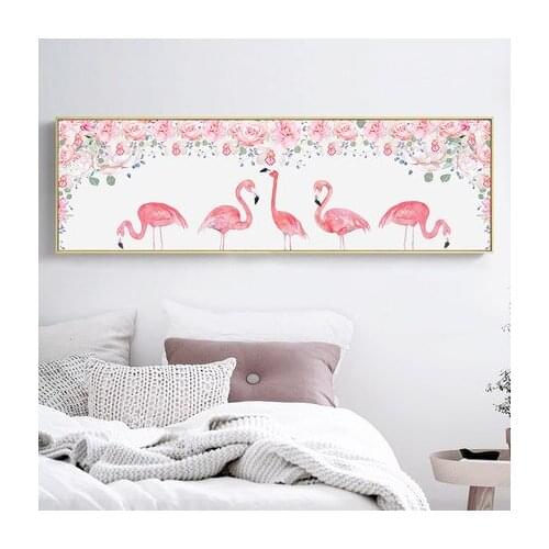 Nordic Flower And Flamingo Bedroom Bedside Diamond Paintings Full Of Diamonds 2018 5D New Point Drill Cross Stitch Beautiful