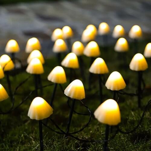 Mushroom String Lights LED Solar Outdoor String Light Waterproof Lawn Stake Lamps 10/20/30LED Mushroom Lights Garden Decoration