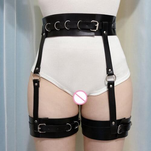 Usexy Goth Erotic PU Leather Harness Belts Garters Lingerie Body Bondage Women Suspenders Underwear Strap BDSM Punk Accessories