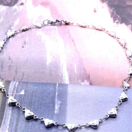 Women Ankel Bracelets Stainless Steel Anklets Heart and Heart Charm Cute Fashion Jewelry