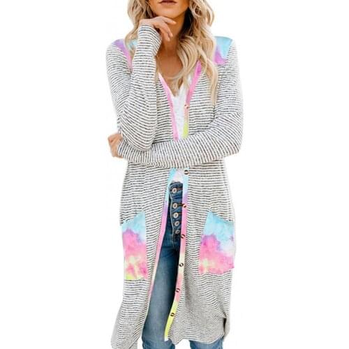 Women Cardigan Long Sleeve tops femme Open Front Cardigan Leopard Camouflage Pocket Mid-length Coat Long Coat кардиган женский