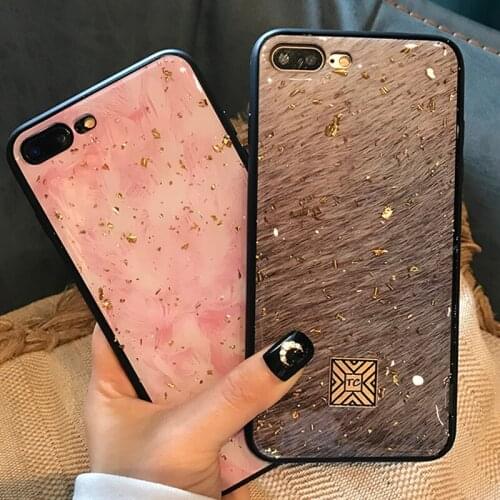Gold Foil Pink Bling i Phone Case on The For iPhone 7 8 6 S 6s Plus Soft TPU Geometry Cover For iPhone X XR XS Max Glitter Case