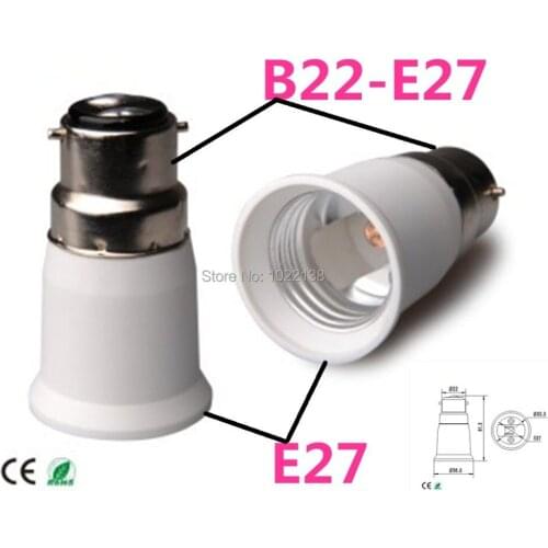 100pcs B22 to E27 LED Light Bulb Base Lamp Holder Converter PC fireproof material Socket Adapter Free Shipping with track number